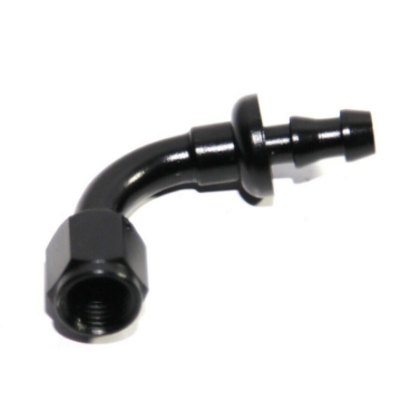 1x Black AN4 4AN AN-4 90 Degree Push On/ Push Lock Hose End Fitting Adapter