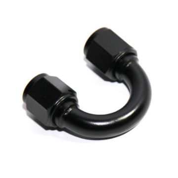 1x Black AN6 Female to 6AN AN-6 Female 180 Degree U Shape Swivel Fitting Adapter