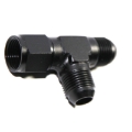 1x Flare 3 Way T Tee Fitting Adapter BLACK AN8 Male to AN8 8-AN Female
