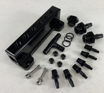 Picture of Black 1/8NPT 6 Port Vacuum Manifold Kit fit Turbo Boost Intake Manifold 