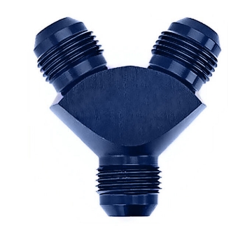 Picture of Blue Aluminum Oil Fuel Y Block Flare Fitting 10AN Male Threaded Hose Adapter