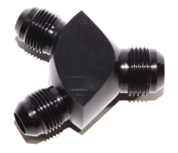 Picture of EMUSA AN10 10-AN Male to 2X AN8 8-AN Male 3-Way Y-Block Fitting Adapter Black