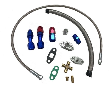 Picture of New Turbo Charger Oil Drain Return +Feed Line T3 T4 T3T4 T04B T04E Complete Kit