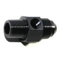 (one) Black 8AN to Male 3/8NPT Straight Fitting+1/8NPT Pressure/Temp Port